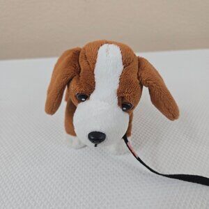 Our Generation Dog Plush Brown White Puppy Collar Leash Basset Hound Beagle